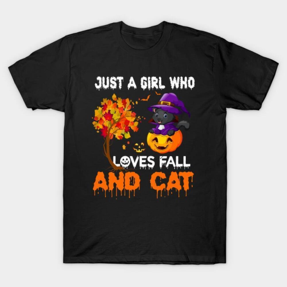 Just A Girl Who Loves Fall And Cat Tshirt
